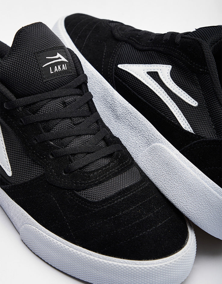 Lakai Cambridge Skate Shoes - Black/White Suede - Image 6